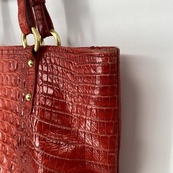 Brahmin Red Croc Embossed Shoulder Bag Purse - Picture 9 of 15